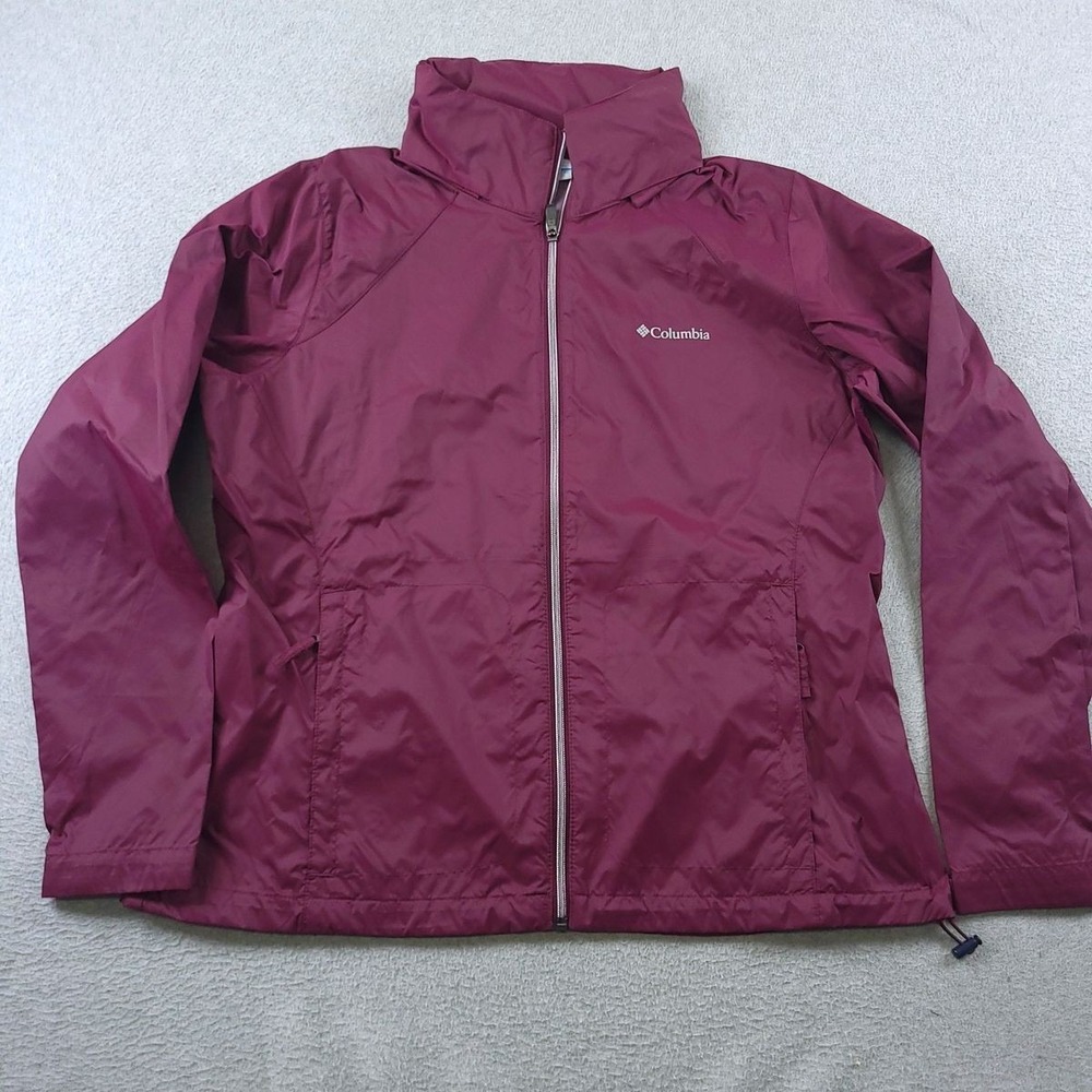 Columbia Jacket Womens XL Purple Switchback II Packable Hood Rain Windbreaker
